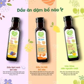 Dầu ăn dặm mămmy chai 100ml, dầu ăn dặm cá hồi oliu hạt lanh cho trẻ từ 6 tháng tuổi.