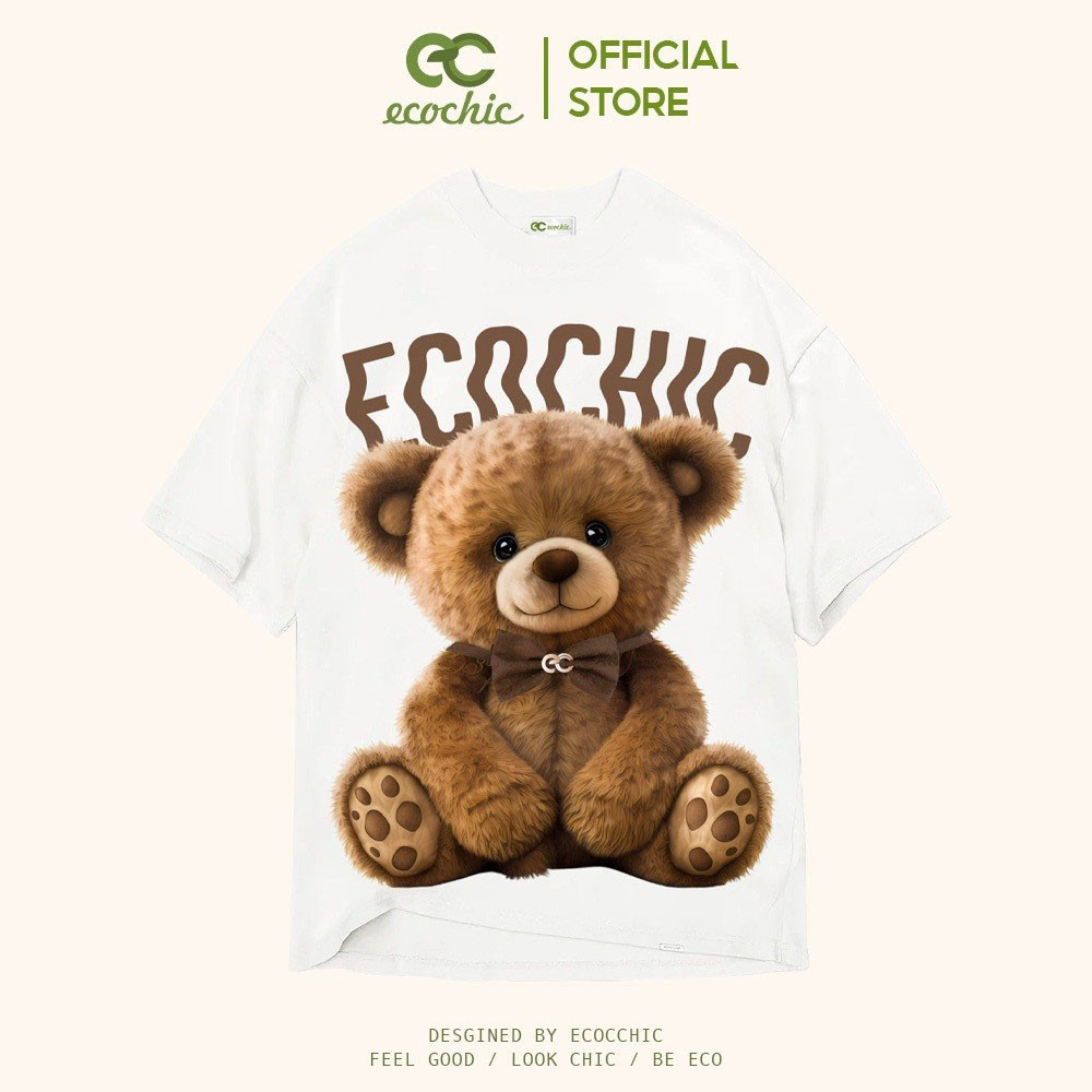 （Nóng bỏng） Áo Phông ECOCHIC BEAR-BOW Tee Local Brand  Unisex Form Rộng Oversize Premium Cotton 100%