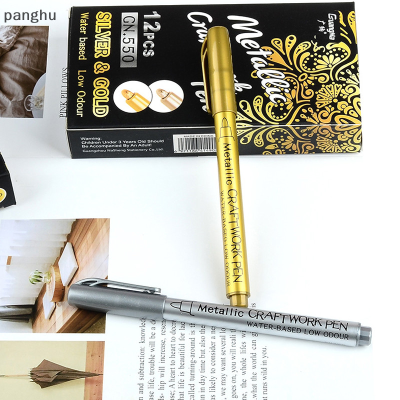 [Panghu] Khuôn nhựa Epoxy DIY Vàng Màu bạc Đồ dùng vẽ Thủ công Graffiti Bút đánh dấu Bút đánh dấu kim loại Bút đánh dấu vĩnh viễn chống nước [VN]