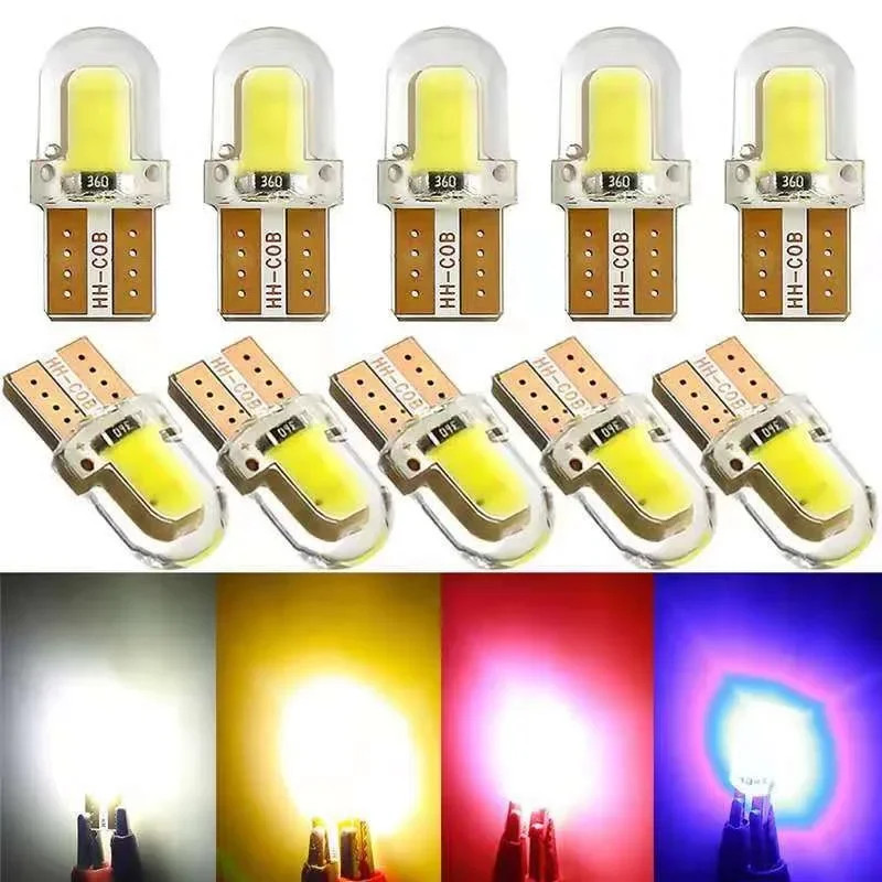10 Chiếc T10 W5W BULB 12V LED Nội Thất Ô Tô Đèn Biển Số Đèn COB T10 LED Canbus Nhiều Màu Đèn Ô Tô Ph