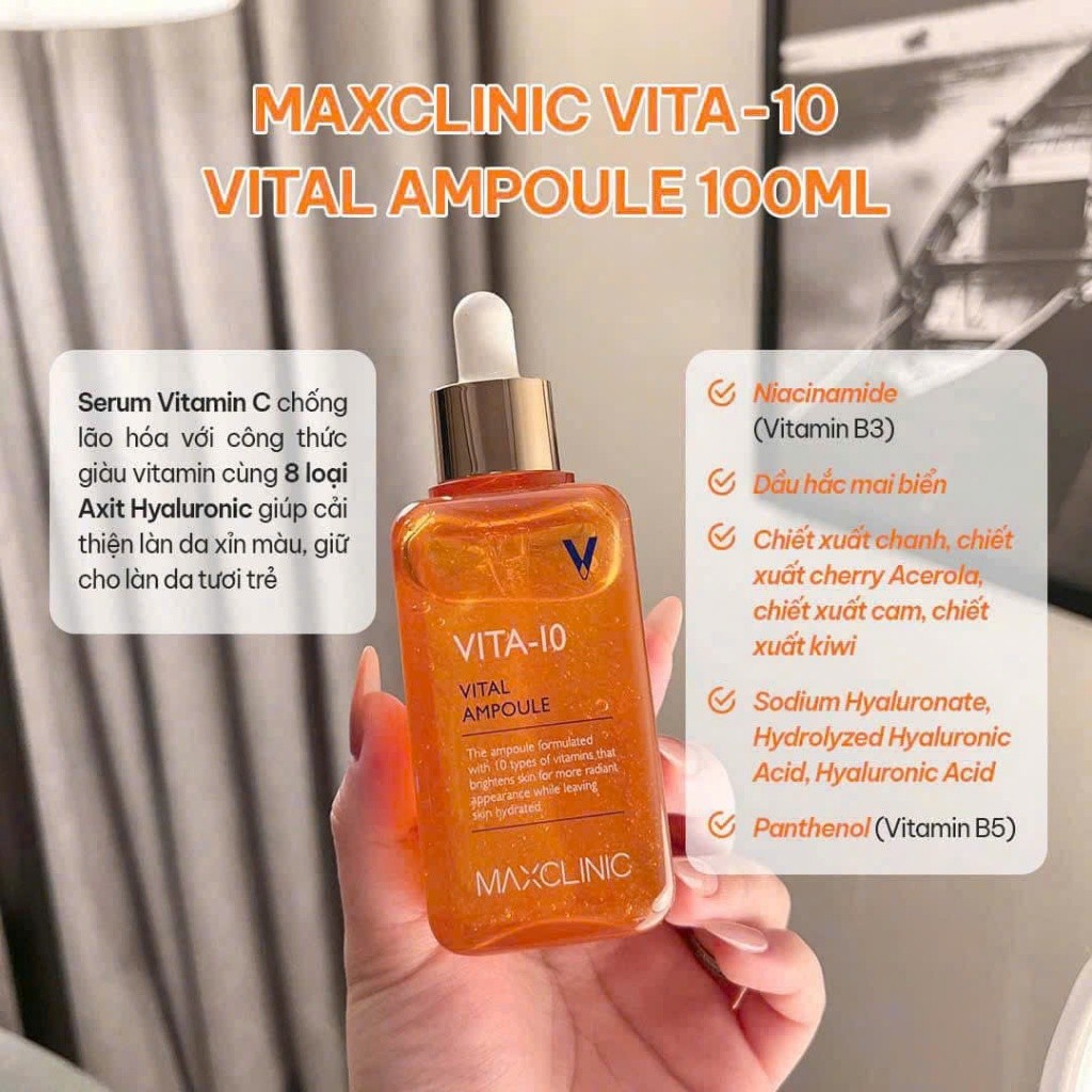 Tinh Chất Serum MaxClinic Dưỡng Da Căng Bóng & Trắng Sáng, Mờ Thâm Nám, Đẩy Lùi Lão Hóa, Cấp Ẩm Tức Thì Hàn Quốc 100ml