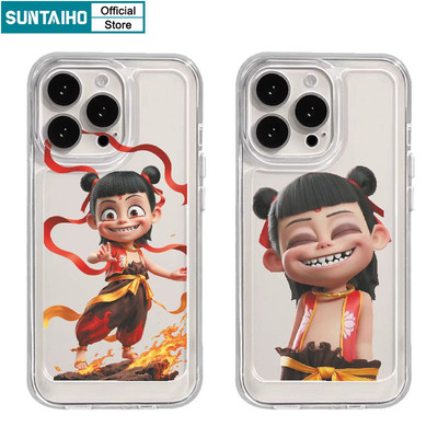 Suntaiho Vỏ Ngộ nghĩnh Anime Dễ Thương Họa Tiết Nezha Cặp Đôi Ốp Điện Thoại Cho Iphone 11 12 13 14 15 16 Pro Max IP 7 8 Plus Iphon X Xs XR Xs Max TPU Mềm Cao Cấp Chống Sốc Ốp Lưng