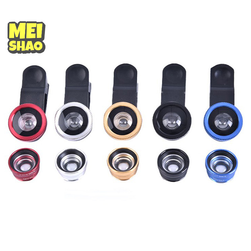 Meishao 3In1 Ống Kính Điện Thoại Camera Chung Cho Điện Thoại Thông Minh Góc Rộng Ống Kính Mắt Cá Và Kẹp Bộ Camera Macro Cho Điện Thoại Di Động Đa Năng Đẹp