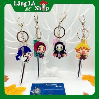 Móc khoá Mica anime Kimetsu No Yaiba 3 món (Kiếm + huy hiệu + nhân vật) - Nhựa Cứng Acrylic In 2 mặt sắc nét