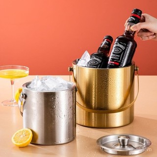 304 Thép Không Gỉ Xô Đá Hai Lớp Cách Nhiệt Giữ Lạnh Giữ Giá Trị Cao KTV Champagne Rượu Vang Đỏ Bia Đá Pa