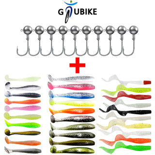 Gtubike mềm mồi câu cá bộ mồi silicon bộ mồi nhân tạo giun với quay jig đầu móc