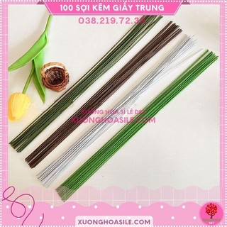 100 sợi kẽm giấy 60cm trung, làm cánh hoa, nẹp lá, hoa voan khổng lồ, cây thông