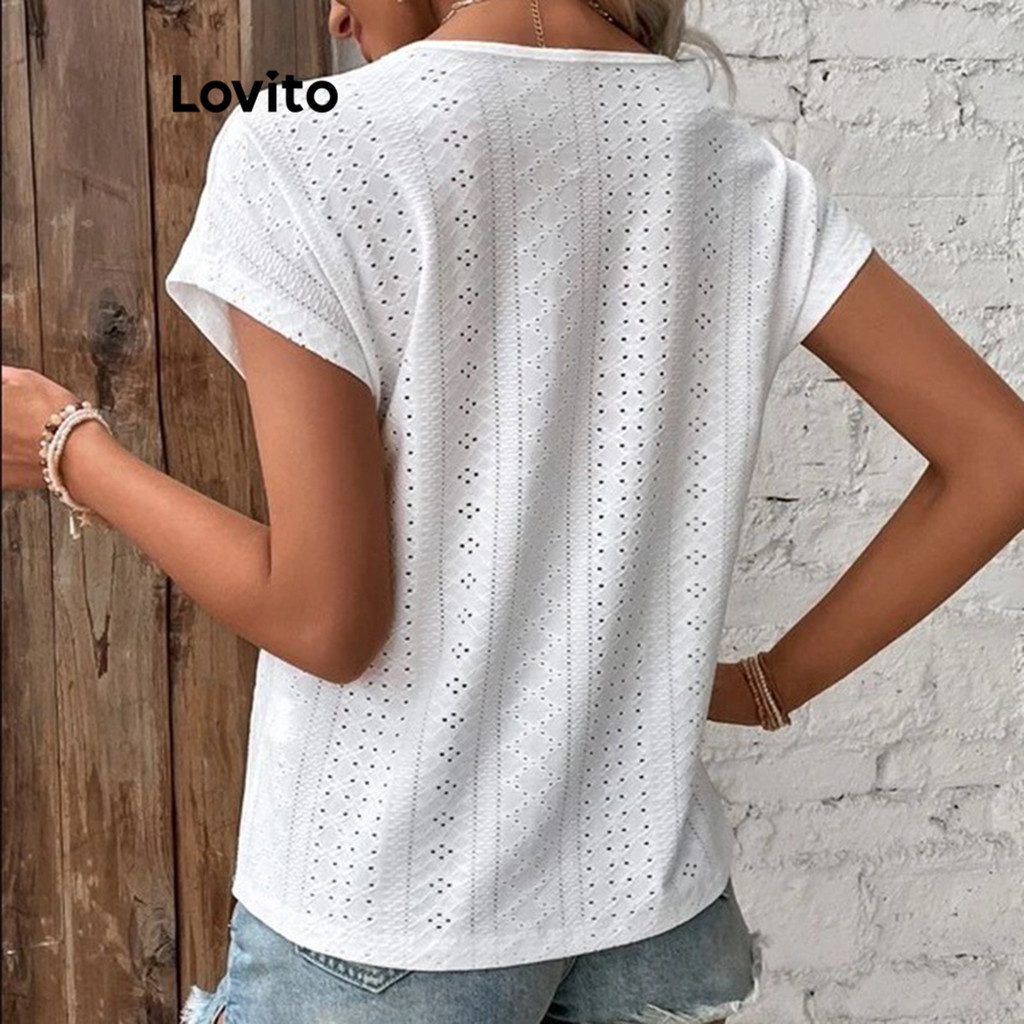 Lovito Áo thun chắp vá thanh lịch dành cho nữ LNE31085