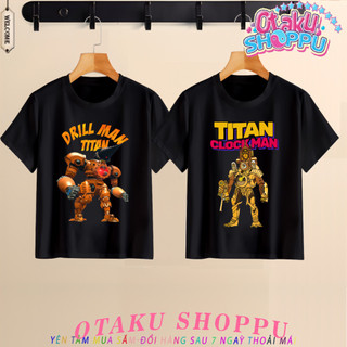 HOT Áo Thun Titan Clock Man Titan TV Man Titan Cameraman LV3 Drill Man Skibidi Toilet màu đen cotton 100% cho bé