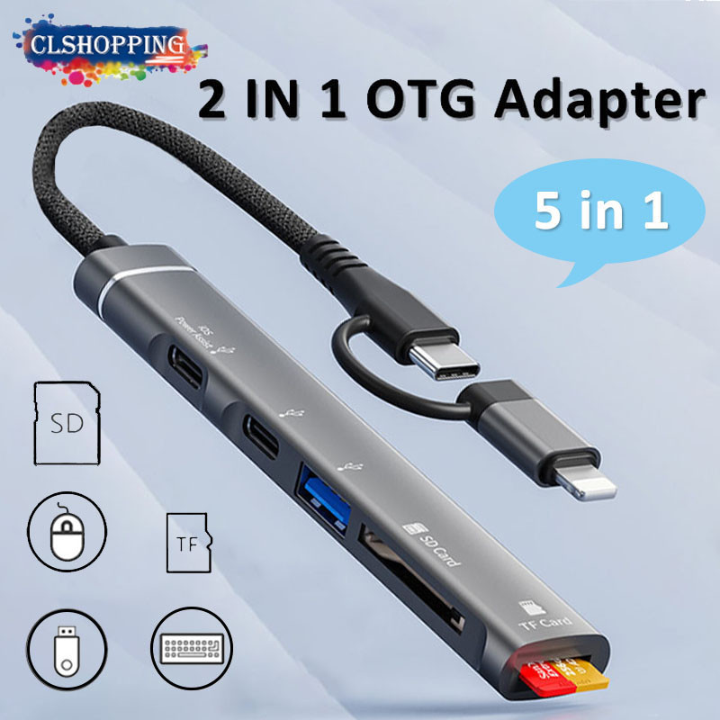 Clsshopping 5 trong 1 Docking Sstation cho Lightning / Type C, mở rộng HUB 3.0 bên ngoài ổ cứng USB 