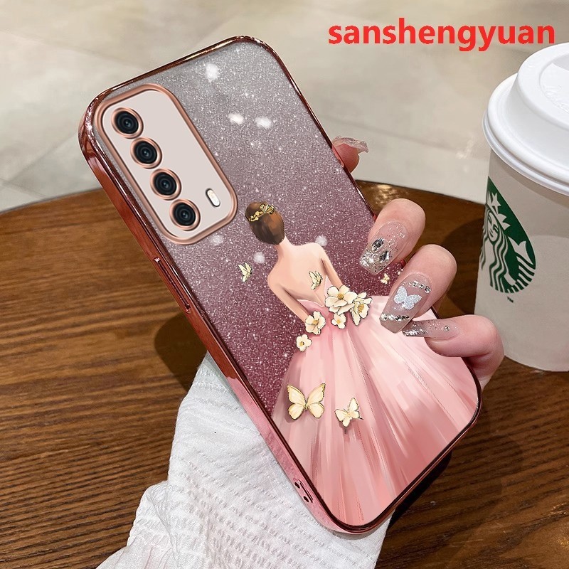 ốp lưng huawei y7a Ốp lưng điện thoại huawei y7a có viền vàng mềm bóng trong suốt chống sốc trong su