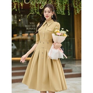 Đầm công sở thiết kế tay lỡ dáng xòe chất twill silk thanh kịch Orchid - AD11X181