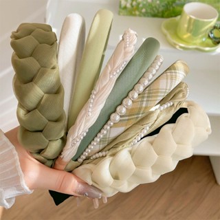 Băng đô màu xanh lá cây 2025 Phong cách mới Băng đô vành rộng Phụ kiện tóc thời trang dành cho nữ