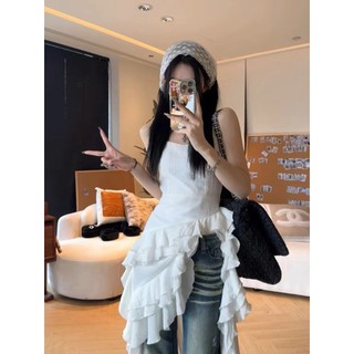Mùa Hè 2024 Tính Khí Pháp Thời Trang Gợi Cảm Nấm Trắng Cạnh Không Tay Sling Đầm Nữ
