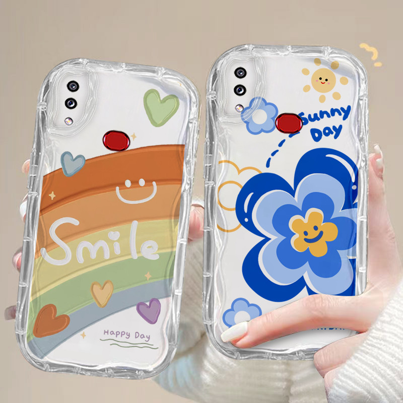 Ốp lưng Samsung Galaxy A30 A20 A10S M01S điện thoại trong suốt Vỏ mềm Vỏ mềm hình con mèo lượn sóng 