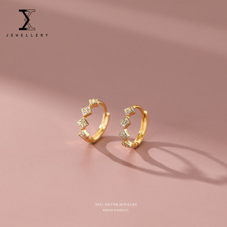 100% s925 bông tai bạc nữ hình kim cương bông tai kim cương bông tai ngắn đơn giản tinh tế phù hợp với thời trang trang trang sức bạc sterling