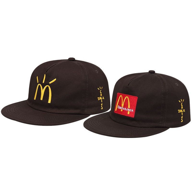 Travis Scott Mcdonald's Joint Hip Hop Baseball Cap Soft Flat on Top Edge Embroidered Hat