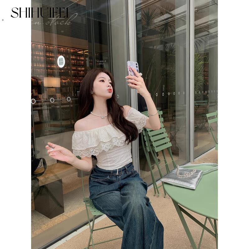 SHIHUIFEI áo trễ vai nữ áo kiểu hàn quốc trendy Thoải mái phong cách tráng lệ WCS2430LL0 13Z240325 | BigBuy360 - bigbuy360.vn