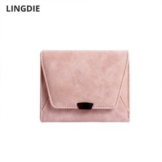 Lingdie Ví đựng tiền xu nữ mới đơn giản gấp ngắn mini retro sinh viên Xiao Qingxin Ví Hàn Quốc