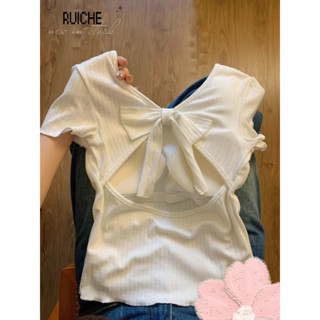 RUICHE áo phông áo thun nữ croptop baby tee hàn quốc Minimalist Cổ điển Stylish WCS2430RZK 13Z240330
