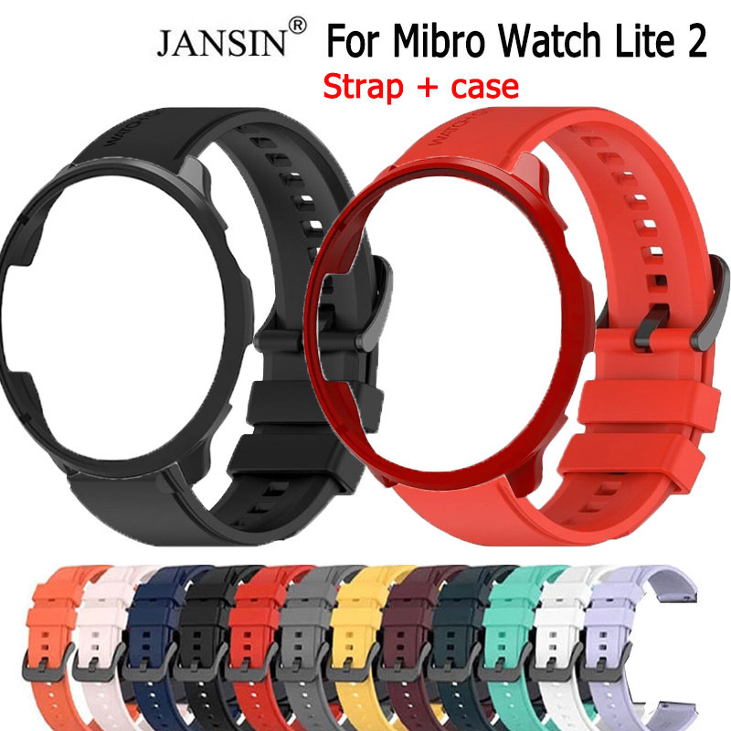 Jansin Dây Đeo Silicon + Vỏ PC Cho mibro watch Lite 2 Đồng Hồ Thông Minh Thay Thế Ốp Lưng Vỏ Dành Ch