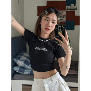 Áo phông croptop Angel Lấp Lánh sang chảnh The Famous - Áo thun Croptop siêu hack dáng