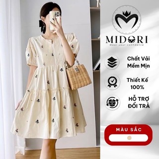 Váy Bầu, Đầm Bầu hoa nhí kiểu dáng Hàn Quốc họa tiết hoa Vintarget đi chơi dự tiệc thời trang