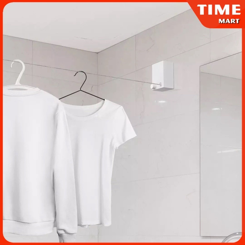 Dây phơi thép thông minh tự rút có khóa, dán tường tiện lợi