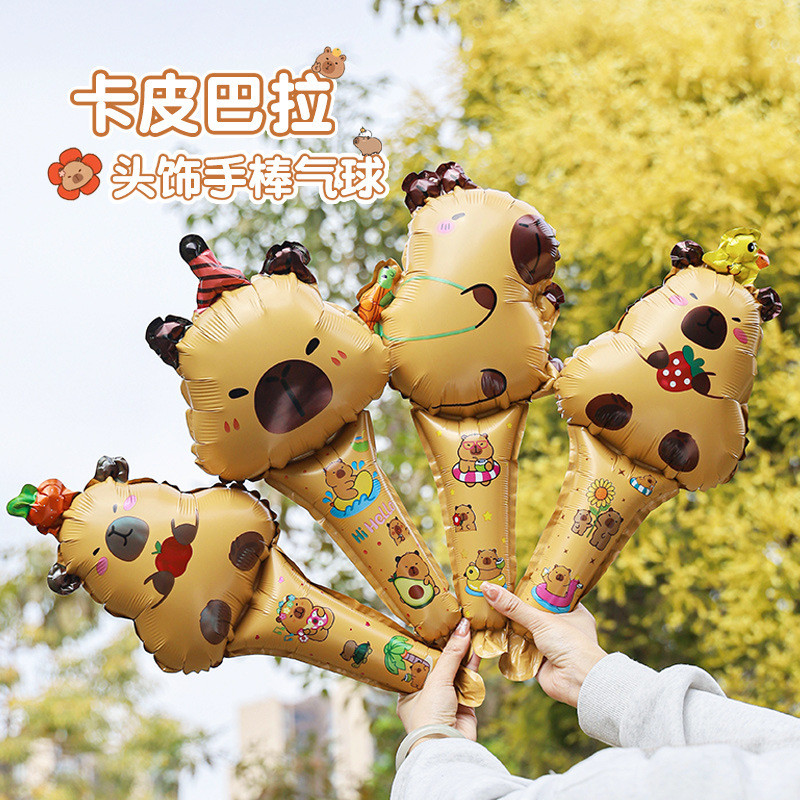 Bóng bay lá nhôm hình hoạt hình Capybara mới để trang trí tiệc sinh nhật cho trẻ em với bóng quà tặng mã QR