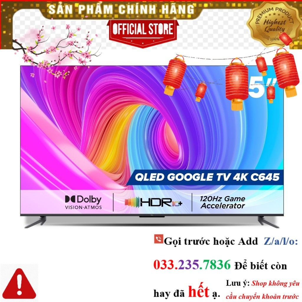 QLED TV TCL 4K UHD - Tivi 55'' - 55C645 - Tivi 55 inch - Tivi cao cấp <nEw<