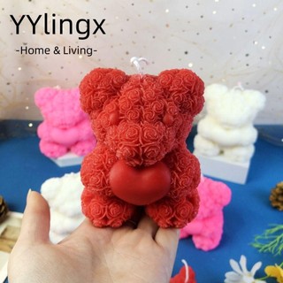 YYlingx  Khuôn Nến, Trang Trí Máy Tính Để Bàn Khuôn Silicon Gấu Hoa Hồng, Nghệ Thuật Pha Lê Epoxy Tự Làm Handmade Tình Yêu Gấu Nhà
