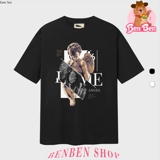 Áo thun tay lỡ nam nữ form rộng unisex thiên thần LOVE chất cotton mềm rẻ