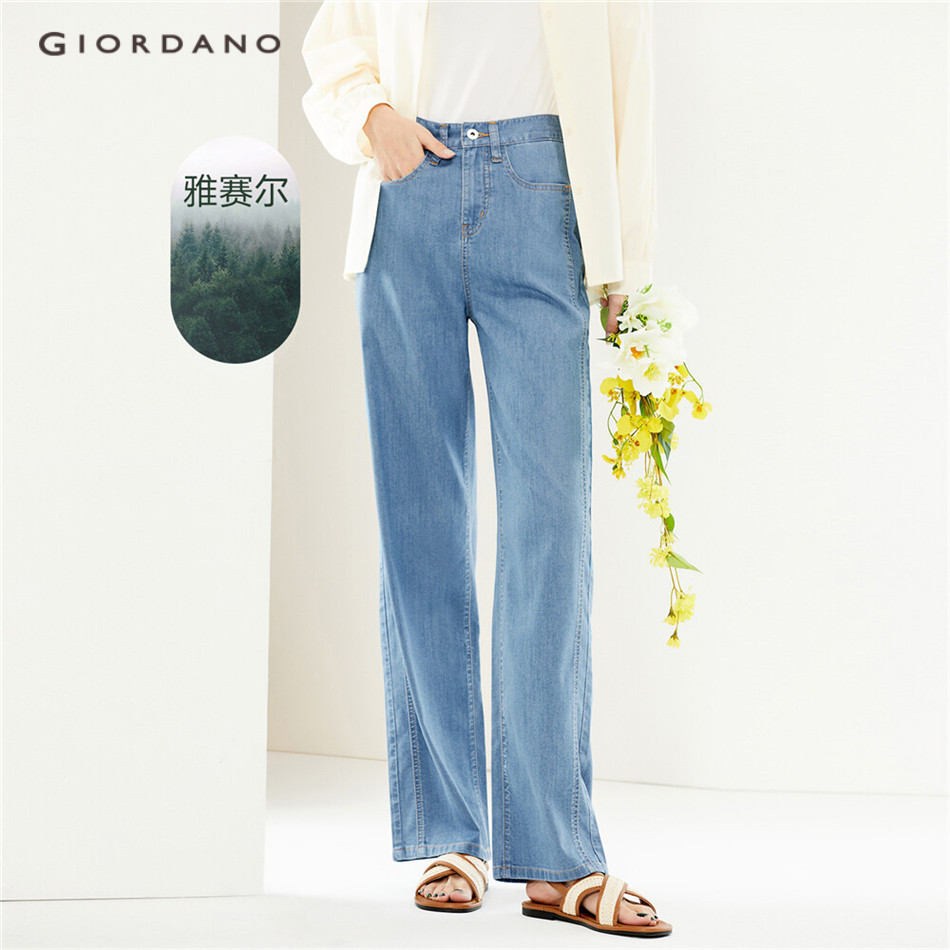 Quần jeans denim GIORDANO 05414304 nhẹ năm túi vải lyocell thời trang
