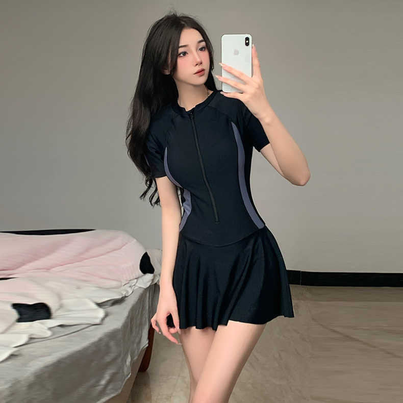 Đồ Bơi Nữ Một Mảnh Thể Thao Mùa Xuân Nóng Đồ Bơi Đơn Giản Bảo Thủ Slim-fit Ôm Hơn Nhìn Đầm Phong Cách V | BigBuy360 - bigbuy360.vn