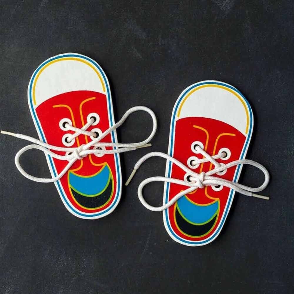 Kids Tie Shoelaces Toy Learn To Wear Shoes Hand Painted Shoes Montessori Threading Teaching Early Education Toys

