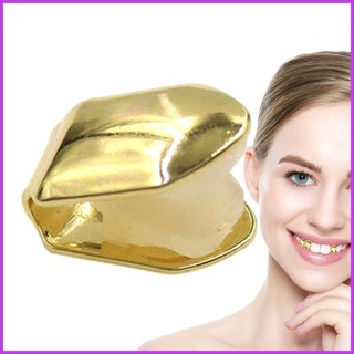 Hip hop sáng bóng vàng grillz 14k mạ vàng răng top răng đơn nướng nắp răng trang sức dự tiệc phụ kiện fitnesvn