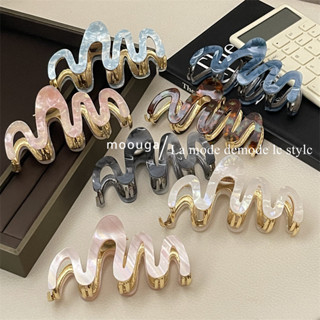 Moouga / Hàn Quốc Acetate Kim Loại Sóng Lấy Kẹp Nữ Đầu Lưng Tóc Cá Mập Kẹp Tóc Lớn Kẹp Tóc Cao Cấp Mũ Đội Đầu