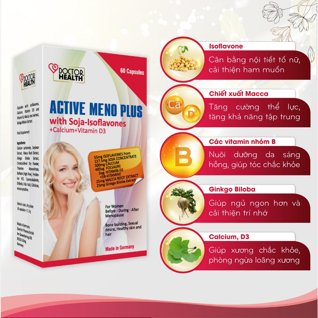 COMBO GIÁ SỈ Viên Uống Cân Bằng Nội Tiết Tố Nữ Doctor Health Active Meno Plus 60 Viên Tăng Cường Sinh Lý Nữ