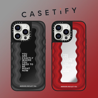 Casetify Đen Đỏ Sóng Tiếng Anh Gương Mặt Ốp Lưng Điện Thoại Cho iPhone 15 Pro Max 14 ProMax 13 12 12Pro 11 Chống Sốc Điện Thoại Mềm viền Cứng Vỏ Bảo Vệ Điện Thoại Di Động