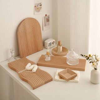 Enoughome sọc khay bánh gỗ chắc chắn nước coaster khay hình chữ nhật bánh mì khay gỗ trang trí ảnh đạo cụ
