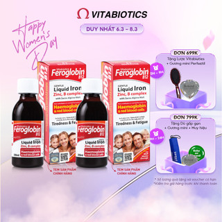 Combo 2 Siro Bổ Máu Vitabiotics FEROGLOBIN B12 Cung Cấp Sắt Hỗ Trợ Tăng Khả Năng Tạo Máu, Nâng Cao Sức Đề Kháng 200ml