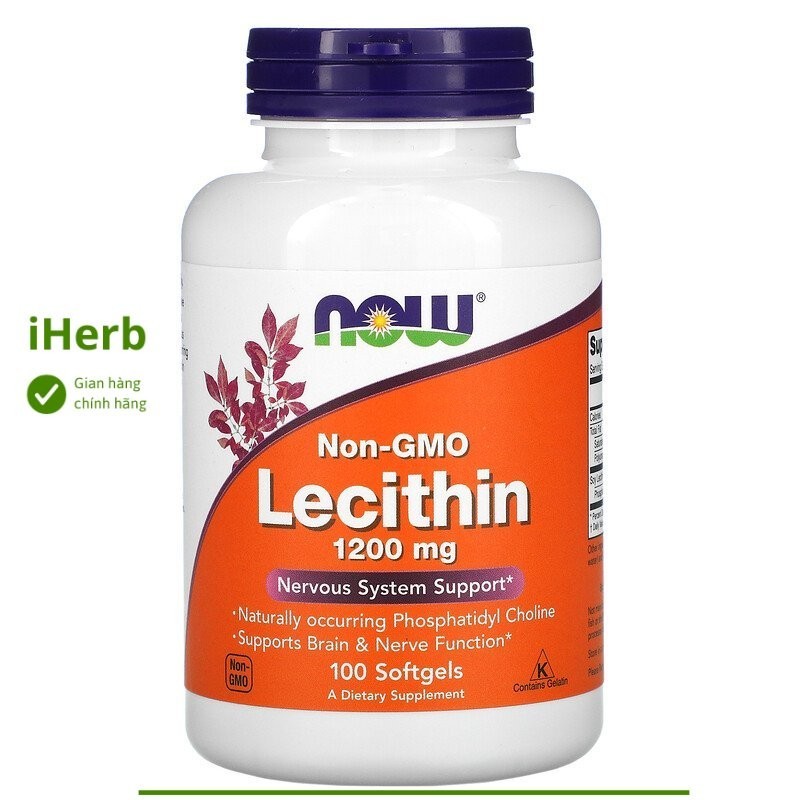 Lecithin, 1200 mg, 100 Viên của Now Foods - iHerb Việt Nam