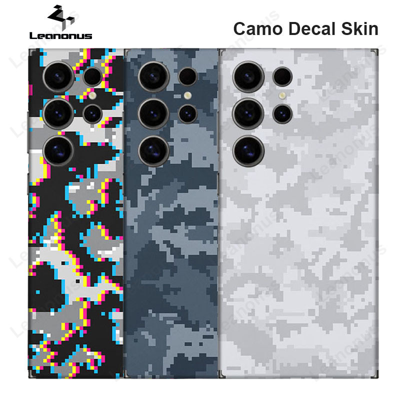Camo Decal Da Cho Samsung Galaxy S24 S23 S22 S25 S26 Ultra Plus A54 A55 A56 5G Mặt Sau Bảo Vệ Màn Hì