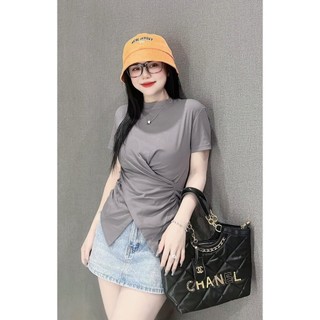 Áo Thun Gân Tăm Lạnh Chắp Chéo: Sự Kết Hợp Tinh Tế của Sự Sang Trọng và Tiện Dụng  TTMC0068