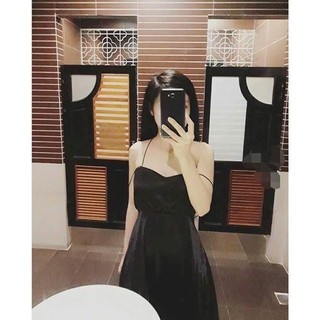 Đầm Xòe Hở Lưng Đan Dây Có Mút Ngực Chất Lụa Satin Thích Hợp Mặc Đi Tiệc Đi Làm Đi Chơi