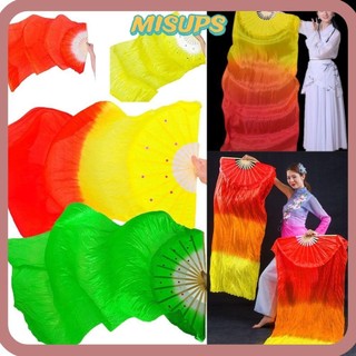 Misups bụng nhảy múa quạt trẻ em nữ màu gradient dài giả rayon silk người hâm mộ