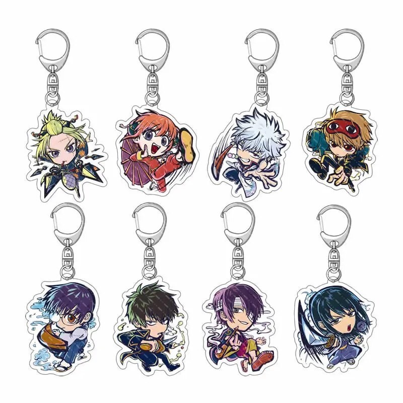 Móc khóa GINTAMA Character v Sakata Gintoki Kagura Shimura Shinpachi 3 Phụ kiện trang trí túi xách B