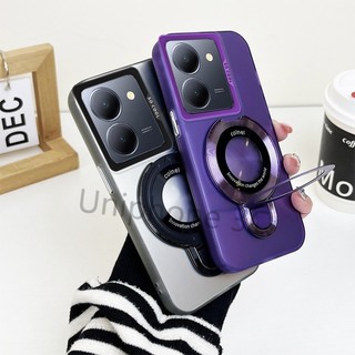 Vỏ khung sang trọng Xiaomi Redmi 13C Poco C65 vỏ cứng mờ acrylic dày chống sốc có giá đỡ hút từ tính tròn