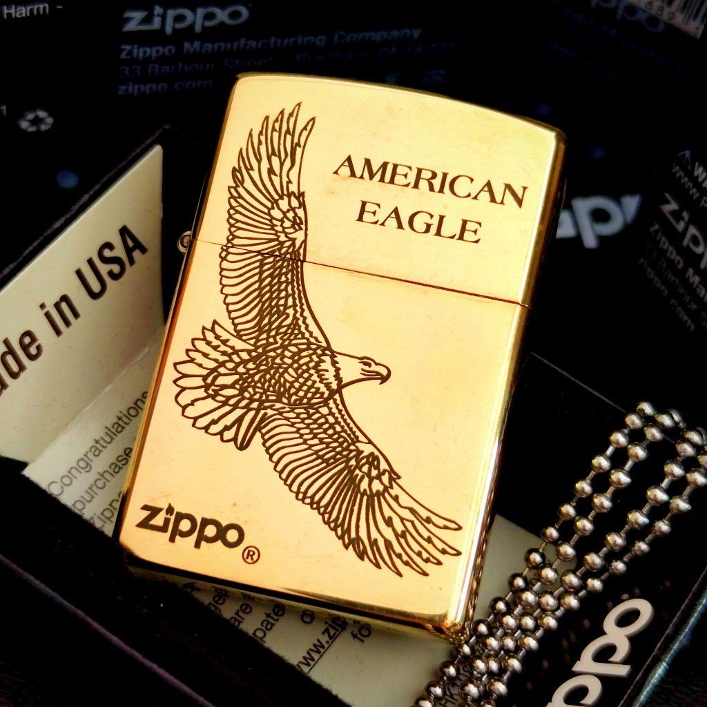 Vỏ Zippo đồng khối mẫu Đại Bàng 1932 dễ dàng thay thế (không có lửa)