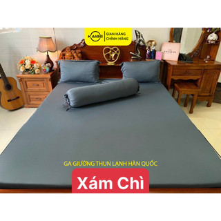 Bộ ga giường thun lạnh 4 món bọc được nệm 15cm gồm ga bọc nệm vỏ gối nằm và vỏ ôm, chất vải thun hàn quốc dày mịn mát